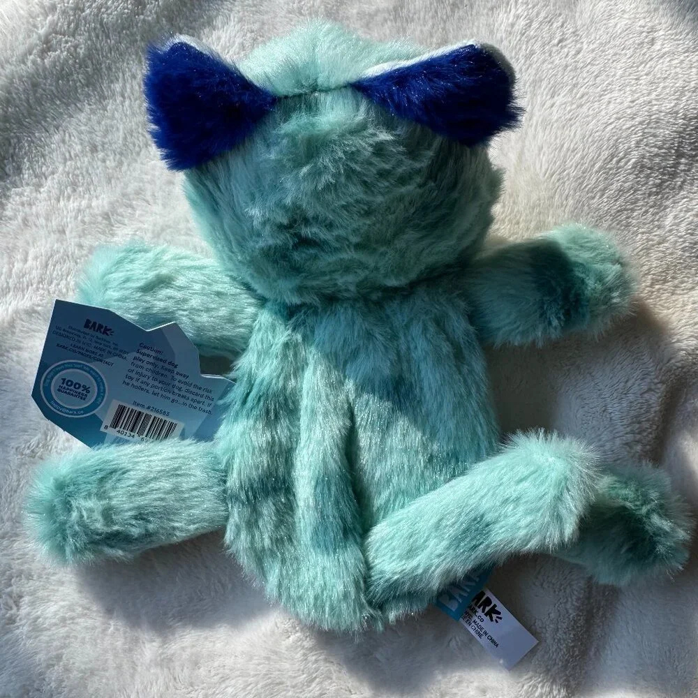 NWT Bark Box SLOBBERTOOTH TIGER Plush Dog Toy, Blue, Size M/L 20+ lbs. Dogs